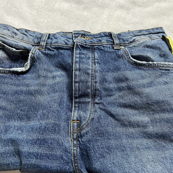 Zara Blue Skinny Jeans with Yellow Stripes - Picture 3 of 12